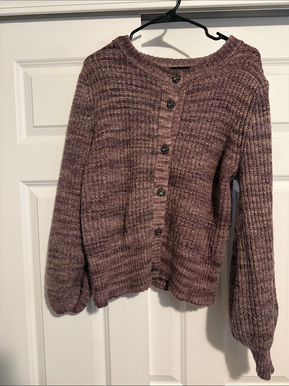Who What Wear Dusky Mauve Ribbed Button-Front Cardigan